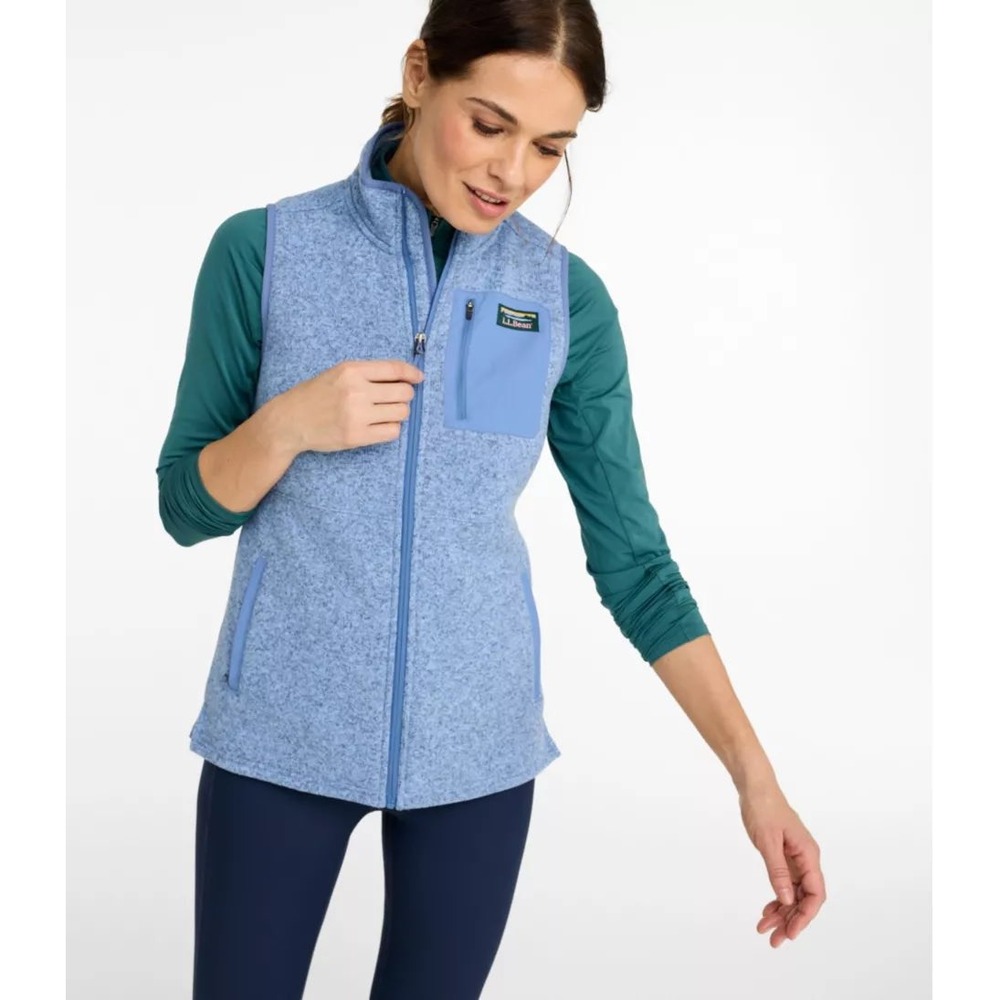 NWT L.L.Bean Sweater‎ Fleece Long Vest Women 2X Plus Seaboard Blue Outdoors Gorp